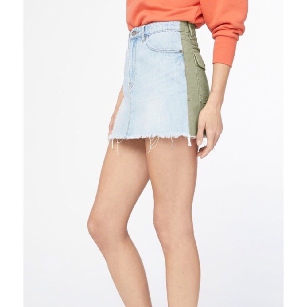 Frame Denim Canteburry Denim Military Olive Green Back Mini Skirt‎ Size 24 S